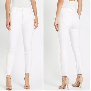 Mother High Waisted Looker Ankle Fray Fairest of Them All White Skinny Jean 28